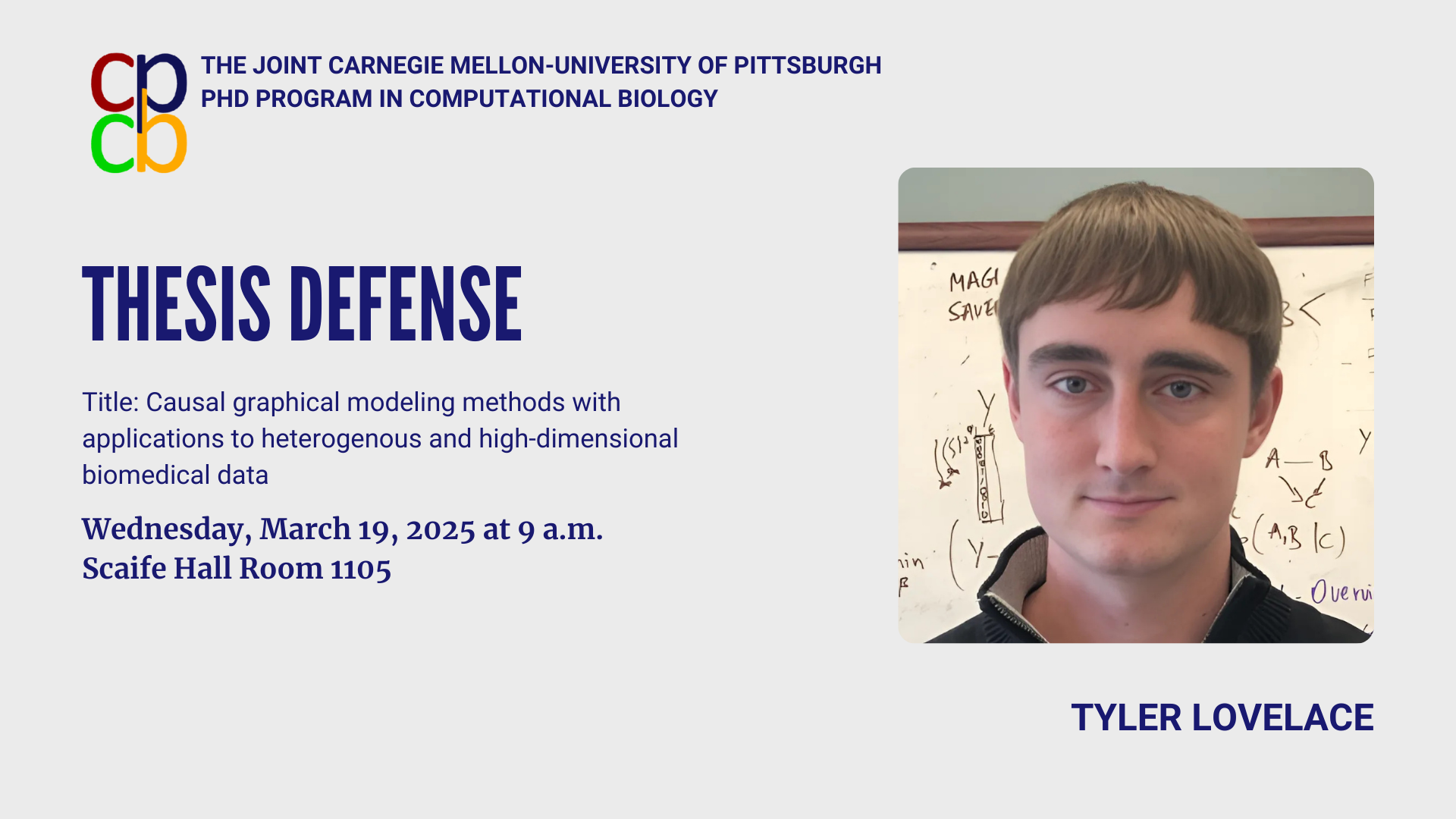 Thesis defense for CPCB student Tyler Lovelace on March 19, 2025.